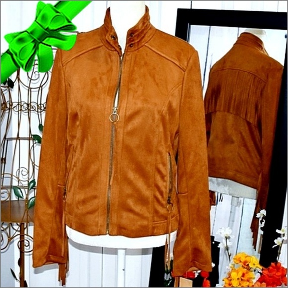 Rachel Roy Faux Suede Fringe Jacket #f8o49n16a34p5 - Picture 3 of 7